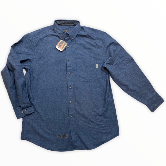 NEW Woolrich Button Down Midnight Blue Heather - Picture 1 of 4